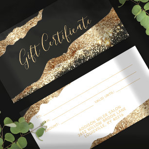 Carte Certificat Cadeau Paillettes Noir Et Or Époustoufl