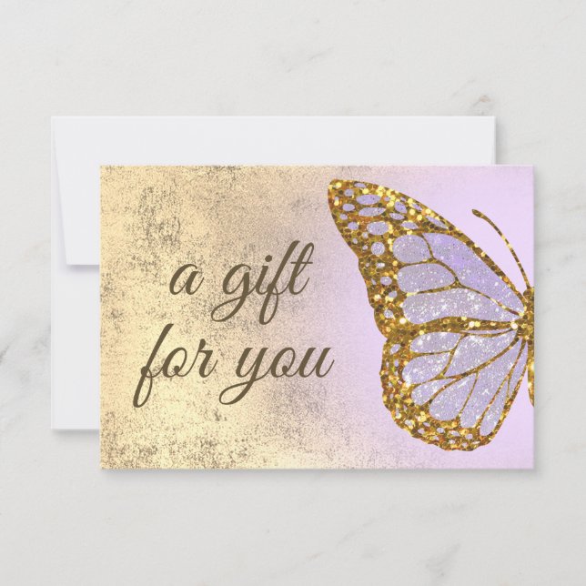 Carte certificat cadeau papillon lavande (Devant)