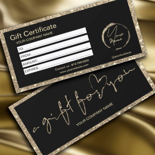 Carte Certificat cadeau Parties scintillant or moderne