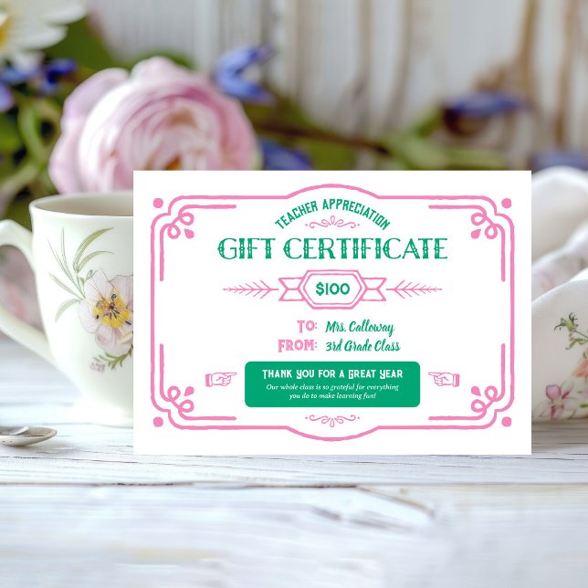 Carte Certificat-cadeau personnalisé pour la reconnaissa (Créateur téléchargé)