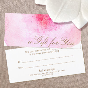 Carte Certificat cadeau Pink Abstrait Watercolor