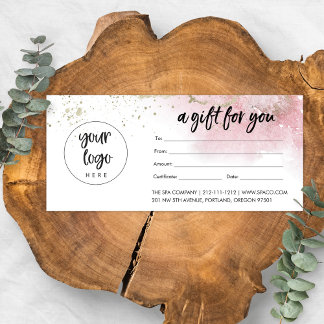 Carte Certificat cadeau Pink Gold Business avec logo