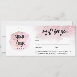 Carte Certificat cadeau Pink Modern Entreprise Avec Logo