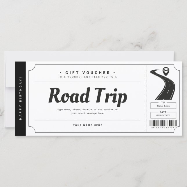 Carte Certificat cadeau pour billet de voyage surprise (Devant)