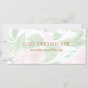 Carte Certificat cadeau Pretty Rose Floral