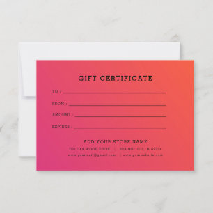 Carte Certificat cadeau professionnel minimaliste avec l