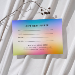 Carte Certificat cadeau professionnel minimaliste avec l