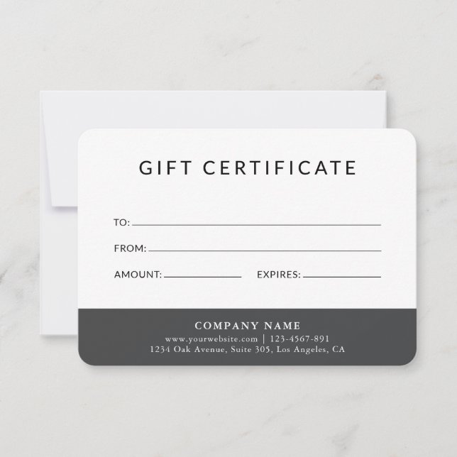 Carte Certificat cadeau professionnel moderne (Devant)