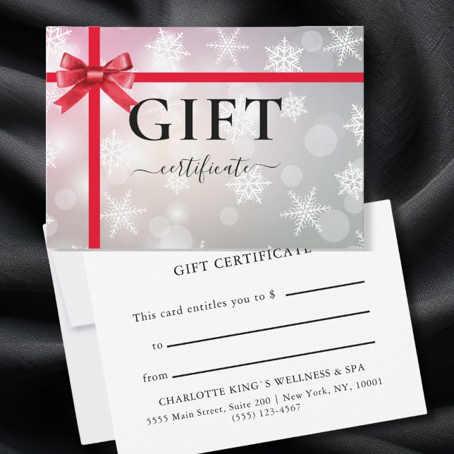 Carte CERTIFICAT CADEAU PROFESSIONNEL | Moderne | Ruban  (BUSINESS GIFT CERTIFICATE | Modern | Ribbon |)