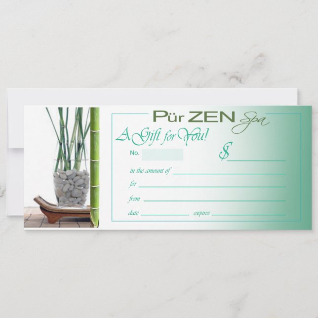 Carte Certificat cadeau Pur Zen (aqua) (Devant)