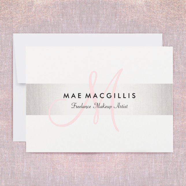 Carte Certificat-cadeau rayé argenté FAUX Monogram rose (Créateur téléchargé)