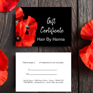 Carte Certificat cadeau Red Poppy