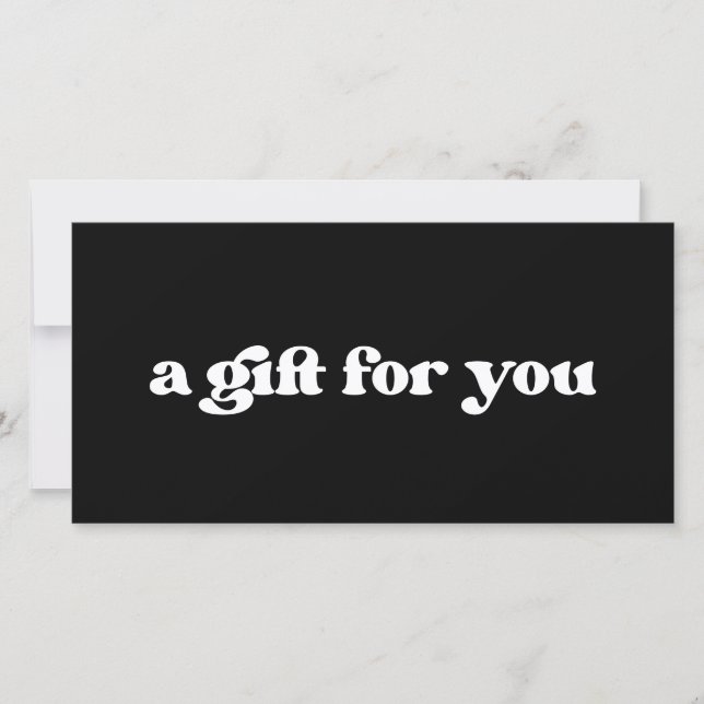 Carte Certificat cadeau rétro élégant noir et blanc (Devant)