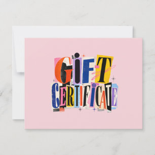 Carte Certificat-cadeau rose coloré pour entreprise