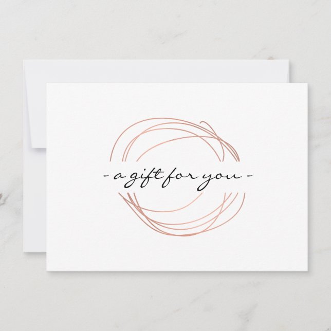 Carte Certificat cadeau rose Gold Designer Scribble (Devant)