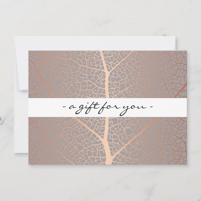 Carte Certificat cadeau rose Gold Leaf Tree Motif (Devant)