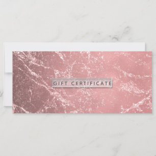 Carte Certificat cadeau rose Gold Pink Modern Marble