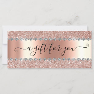 Carte Certificat cadeau Rose  or Parties scintillant dia