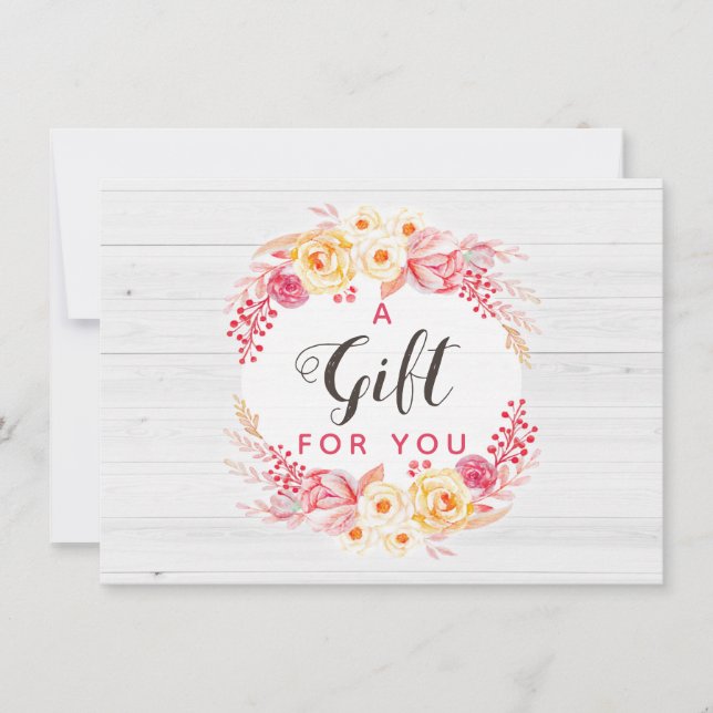 Carte Certificat Cadeau Roses Shabby Chic & Fleurs Rusti (Devant)