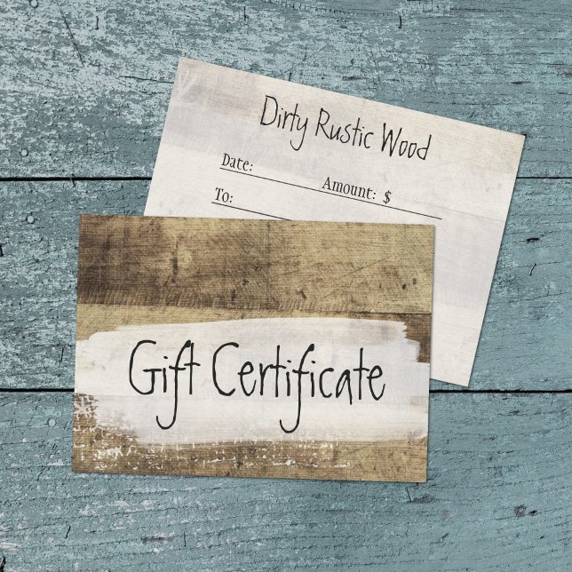 Carte Certificat cadeau Rustic Wood Shabby Grunge Vintag (Créateur téléchargé)