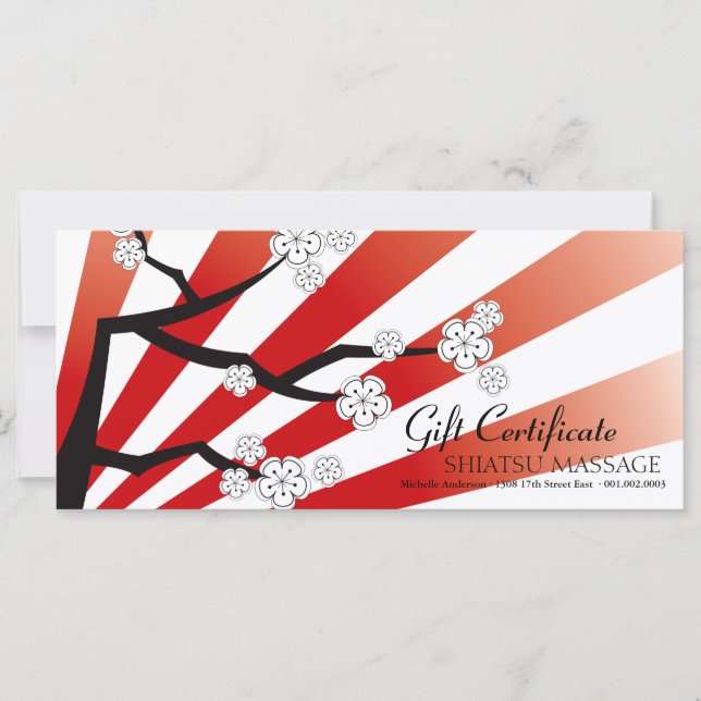 Carte Certificat cadeau Sakura Sunrise Cherry Blossoms (Devant)