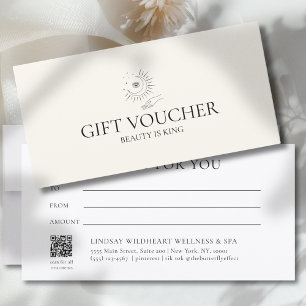 Carte Certificat Cadeau Salon Beige Étoiles Main Lune Œi