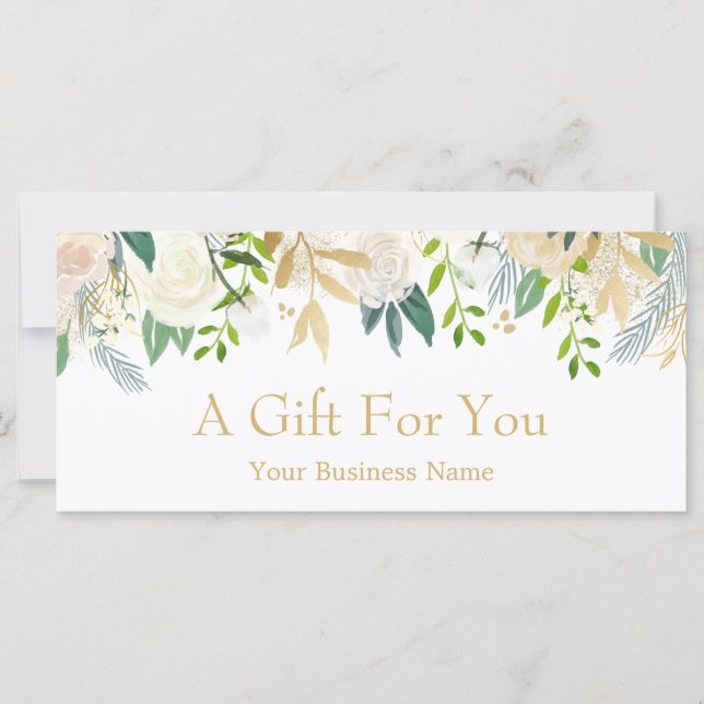Carte Certificat Cadeau Salon de Beauté Fleur Or Ivoire (Devant)