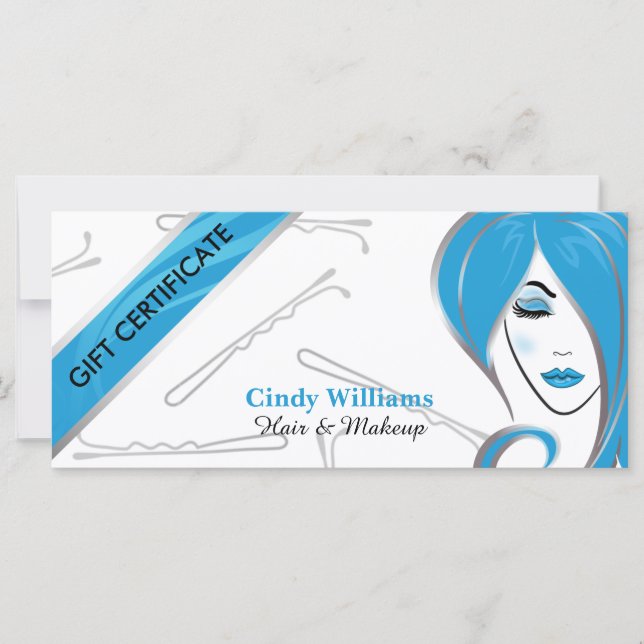 Carte Certificat cadeau salon de coiffure et maquillage (Devant)
