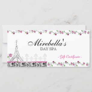 Carte Certificat Cadeau Salon Paris Tour Eiffel Roses