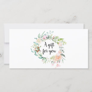 Carte Certificat Cadeau Script Couronne Fleurie de Roses