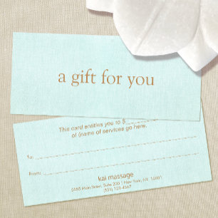 Carte Certificat cadeau Spa Aqua Blue Salon
