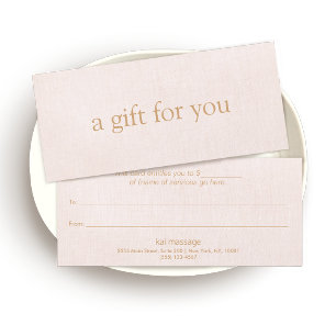 Carte Certificat cadeau Spa de salon de beauté rose pâle