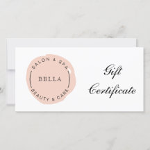 Certificat cadeau Spa minimaliste moderne de salon