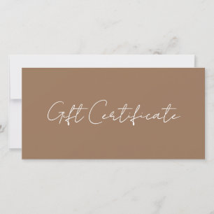Carte Certificat Cadeau Terracotta Foncé pour Artiste Ma