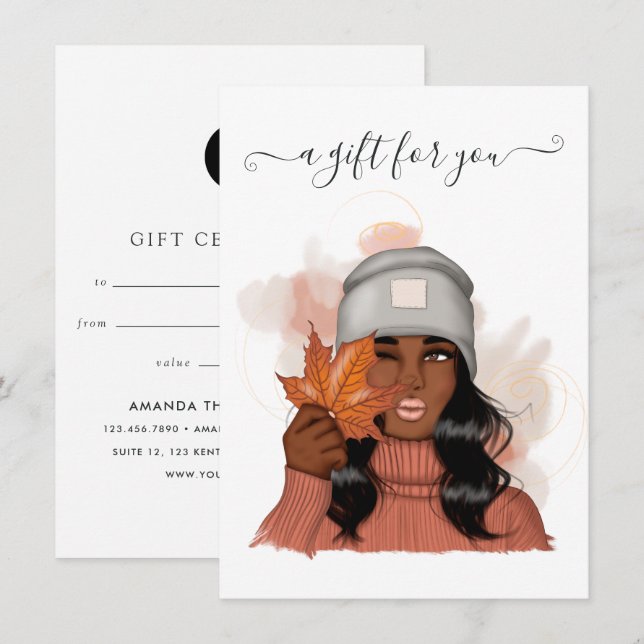Carte Certificat cadeau Thanksgiving afro-américain (Devant / Derrière)