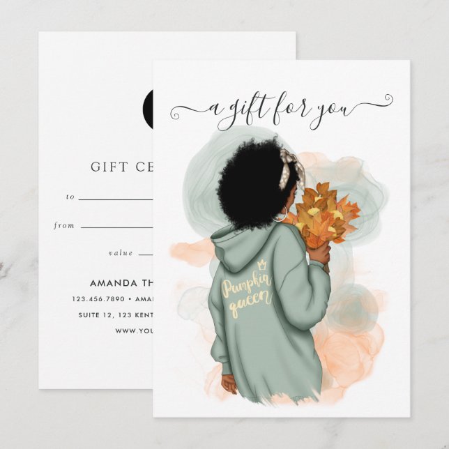 Carte Certificat cadeau Thanksgiving afro-américain (Devant / Derrière)