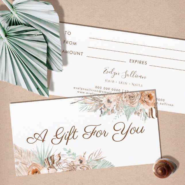Carte certificat-cadeau tropical beige et menthe (Créateur téléchargé)