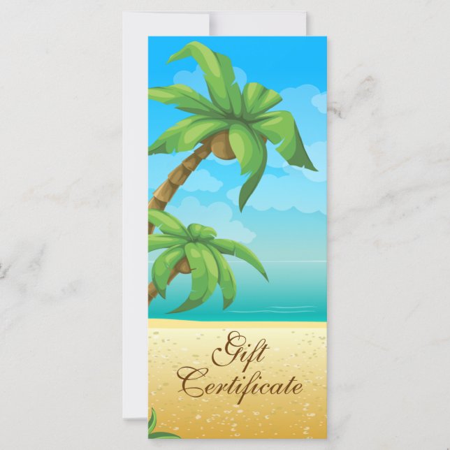 Carte Certificat Cadeau Tropical Palm Tree And Beach (Devant)