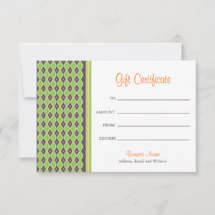 Carte Certificat cadeau vert de Bohême