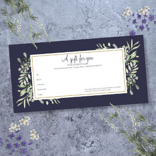 Carte Certificat Cadeau Vert Navy Entreprise