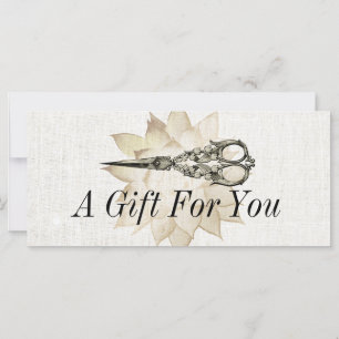 Carte Certificat cadeau vintage ciseau floral élégant