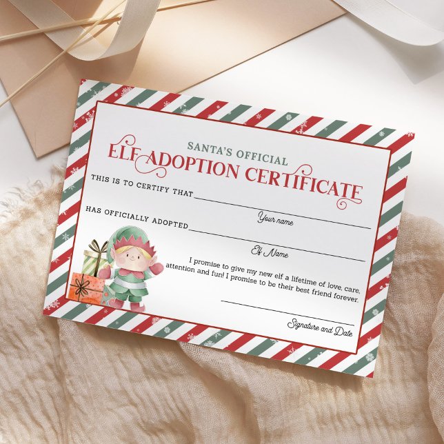 Carte Certificat d'adoption des elfes de Noël (Créateur téléchargé)