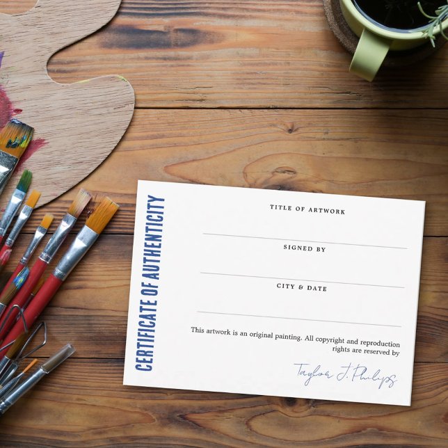 Carte Certificat d'authenticité du script de signature b (Créateur téléchargé)