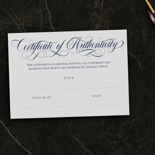 Carte Certificat d'authenticité Gris & Navy Tourbillons