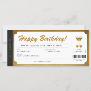 Carte Certificat de bon cadeau pour l'or de perçage de l