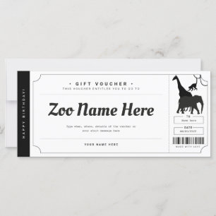 Carte Certificat de bon cadeau surprise Zoo