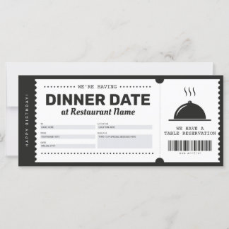 Carte Certificat de bon de réservation de restaurant
