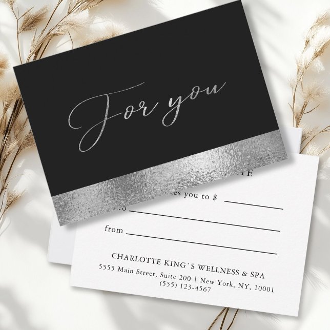 Carte CERTIFICAT DE CADEAU COMMERCIAL | Argent moderne (BUSINESS GRANT CERTIFICATE | Modern black silver)