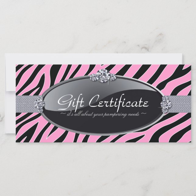 CARTE CERTIFICAT DE CADEAU D'IMPRESSION ZEBRA (Devant)
