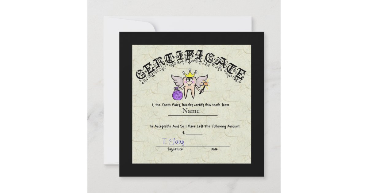 Carte Certificat de Fée de dents Customisez-le! | Zazzle.ca